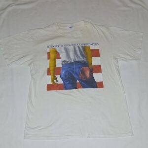Vintage Bruce Springsteen White Graphic T-Shirt 1999